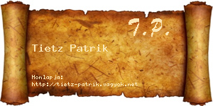 Tietz Patrik névjegykártya